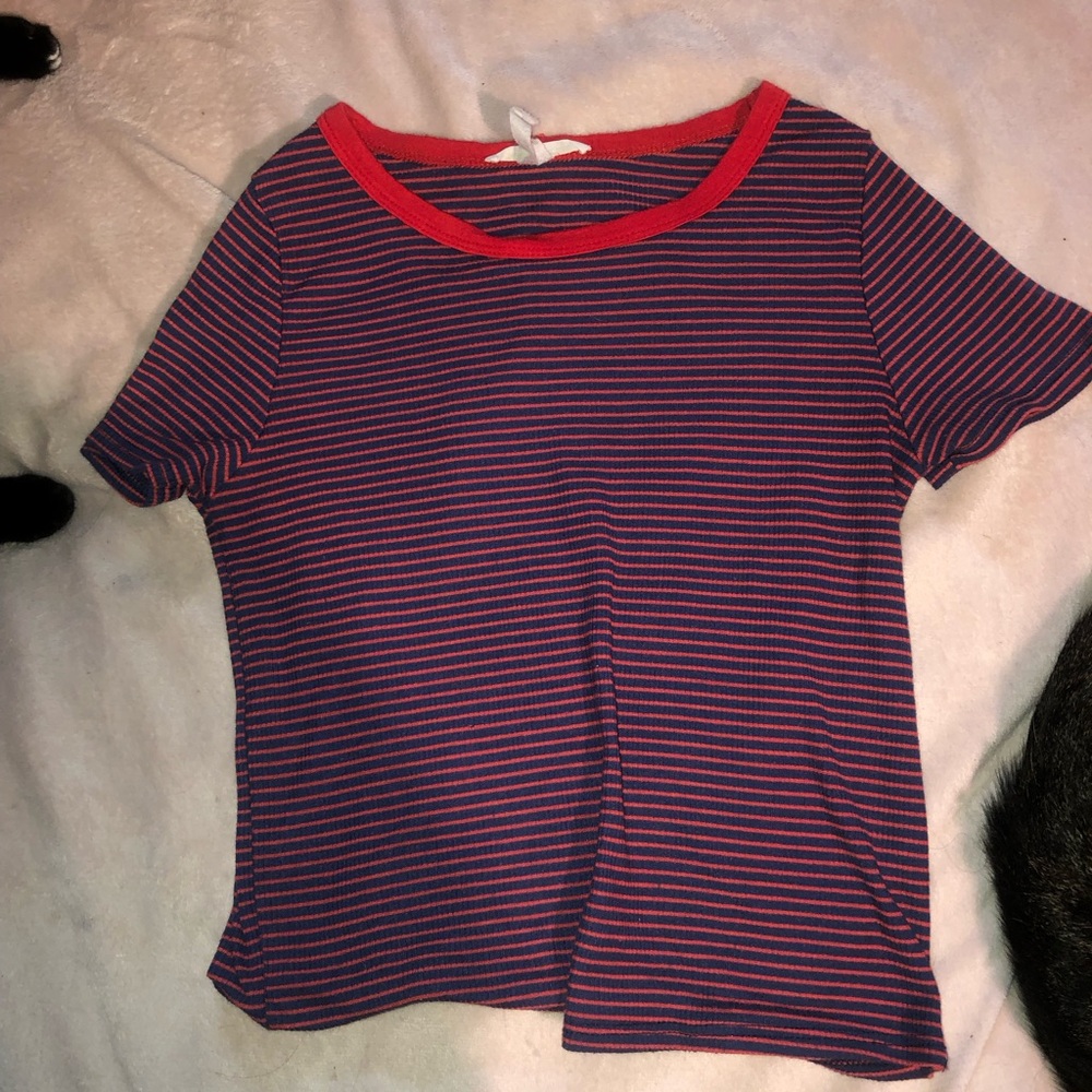 Caution To The Wind Red and Navy Striped Top